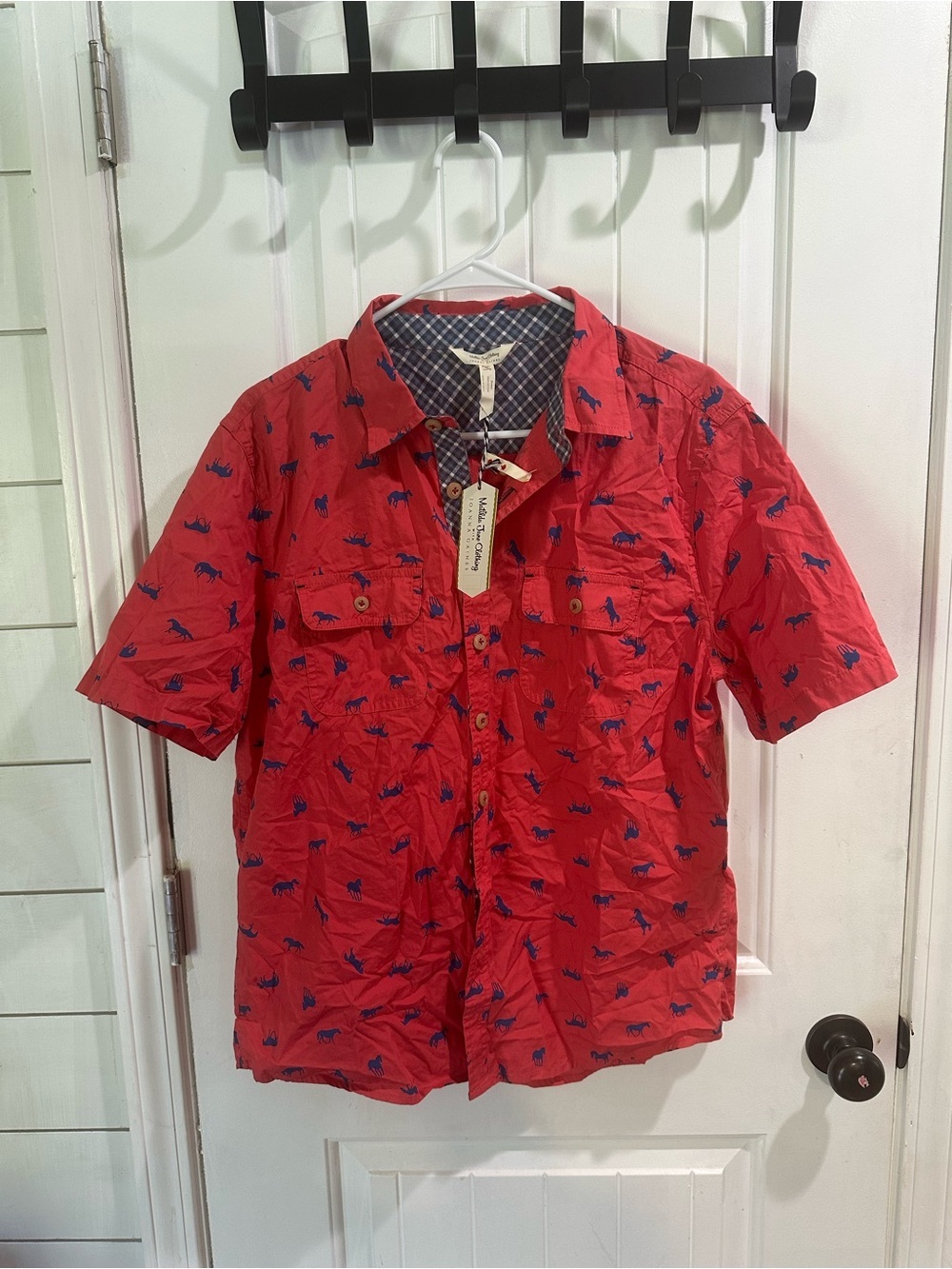Matilda Jane Joanna gaines Red Short-Sleeve Button equestrian shirt